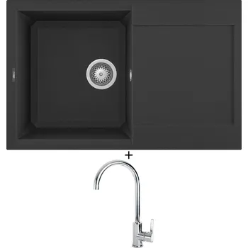 Granitový dřez Granitový dřez SET Elleci EASY 300 G40 full black + Elleci C01 CADDY chrom