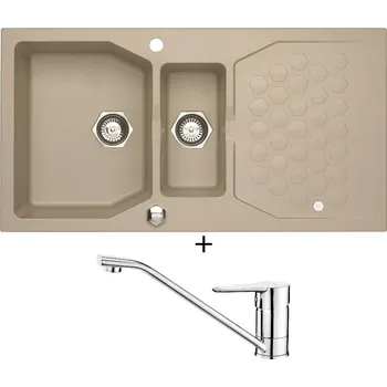 Granitový dřez Granitový dřez SET Alveus SENSUAL 70 pebble 02 + Deante CORIO BFC 060M chrom