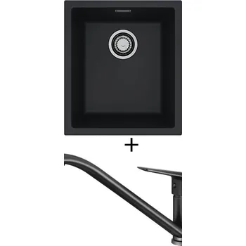 Granitový dřez Dřez pod desku SET Alveus OMNI 10 černá matná + Deante NEO BORO BMO N60M černá matná