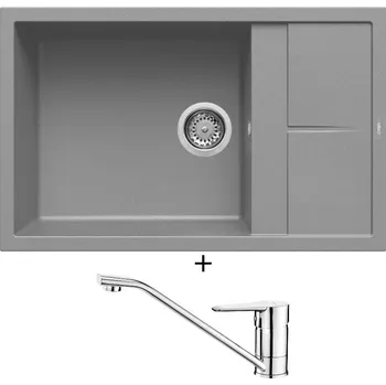 Granitový dřez Granitový dřez SET Elleci UNICO 310 G48 cemento + Deante CORIO BFC 060M chrom