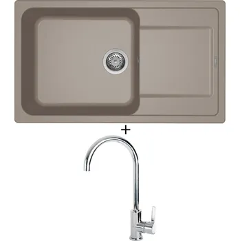Granitový dřez Granitový dřez SET Elleci LIFE 410 G43 tortora + Elleci C01 CADDY chrom