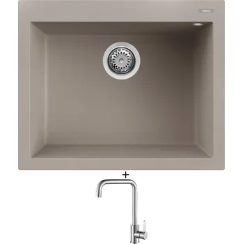 Granitový dřez Granitový dřez SET Elleci QUADRA 110 G43 tortora + Laveo BONA BAB 265D nerez