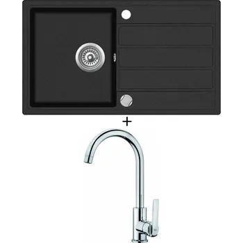 Granitový dřez SET Teka COMFOR 45 B-TQ 1B 1D černá metalická + Teka IN 915 CR chrom