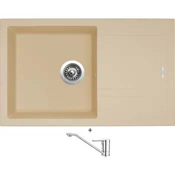 Granitový dřez Granitový dřez SET Sinks LINEA 780 sahara + Deante CORIO BFC 060M chrom