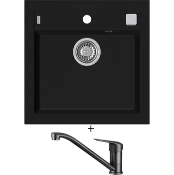 Granitový dřez Granitový dřez SET Alveus FORMIC 20 černá matná + Deante NEO BORO BMO N60M černá matná