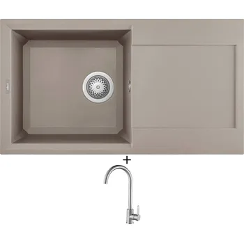 Granitový dřez Granitový dřez SET Elleci EASY 290 G43 tortora + Laveo BONA BAB 268D nerez