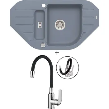 Granitový dřez Granitový dřez SET Alveus NIAGARA 60 steel 04 + Kuchinox ELZA BKE 761 chrom/černá