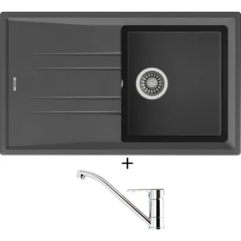 Granitový dřez SET Teka STONE 50 B-TG 1B 1D asphalt + Teka ML CR chrom