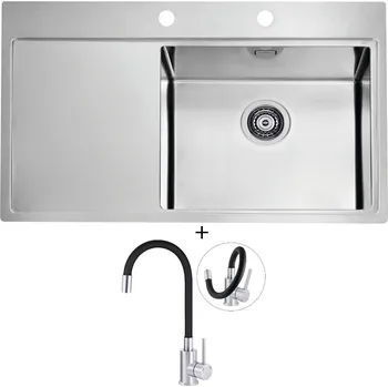 Nerezový dřez Nerezový dřez SET Alveus PURE 50 nerez odkap vlevo + Deante NEO LUNO BOC B720 nerez