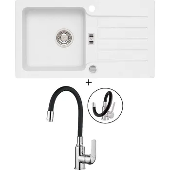 Granitový dřez Granitový dřez SET Alveus NIAGARA 30 white 11 + Kuchinox ELZA BKE 761 chrom/černá