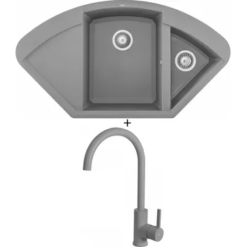 Granitový dřez Granitový dřez SET Elleci Easy CORNER G48 cemento + Elleci C01 CADDY G48 cemento