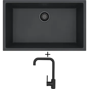 Granitový dřez Dřez pod desku SET Alveus OMNI 40 černá edice + Alveus OZ černá matná