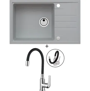 Granitový dřez Granitový dřez SET Alveus INTERMEZZO 130 beton 81 + Kuchinox ELZA BKE 761 chrom/černá