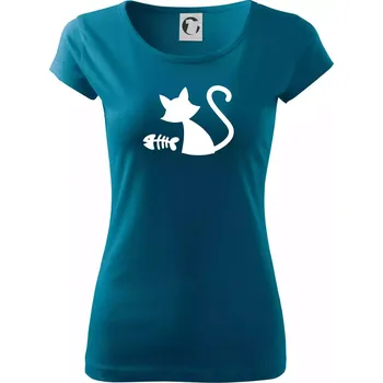 Dámské tričko Ryba vs kočka - Dámské triko Pure - XS ( Petrolejová )