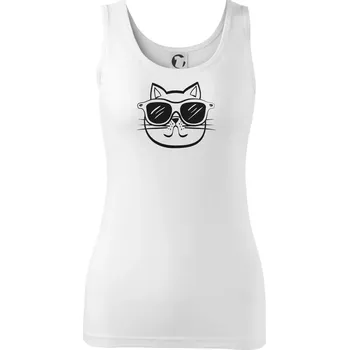 Dámské tričko Kočka s brýlemi - Dámské tílko - XL ( Bílá )