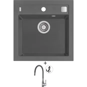 Granitový dřez Granitový dřez SET Alveus FORMIC 20 steel 04 + Alveus MINTAS chrom/šedá