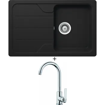 Granitový dřez SET Teka SIMPLA 45 S-TG 1B 1D černá metalická + Teka IN 915 CR chrom