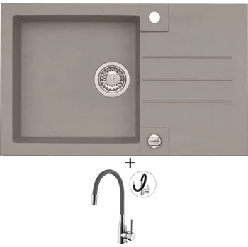 Granitový dřez Granitový dřez SET Alveus ROCK 130 beton 81 + Alveus MINTAS chrom/šedá