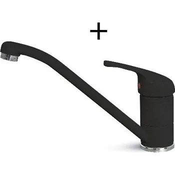 Granitový dřez Dřez pod desku SET Elleci QUADRA 105 UM černá edice + Elleci MINERVA G40 full black