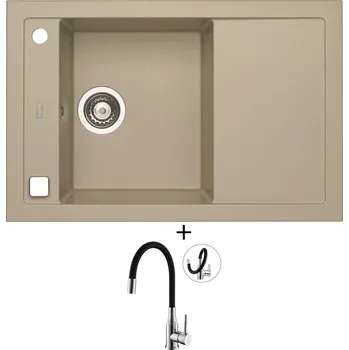 Granitový dřez Granitový dřez SET Alveus FORMIC 30 pebble 02 + Alveus MINTAS chrom/černá