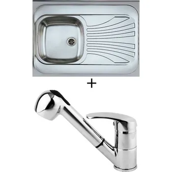 Nerezový dřez Nerezový dřez SET Alveus CLASSIC 30 X nerez s dřevěným rámem odkapávací plocha vpravo + Alveus OAZA chrom