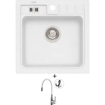 Granitový dřez Granitový dřez SET Alveus NIAGARA 20 white 11 + Alveus MINTAS chrom/bílá