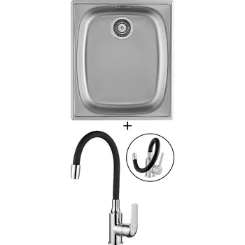 Nerezový dřez Nerezový dřez SET Alveus BASIC 10 fi 90 nerez + Kuchinox ELZA BKE 761 chrom/černá