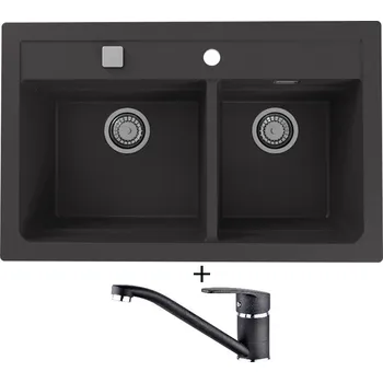 Granitový dřez Granitový dřez SET Alveus ATROX 50 black 91 + Alveus NINA black 91