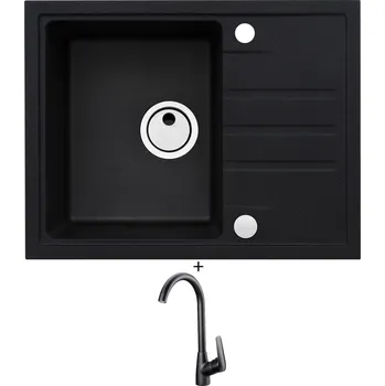 Granitový dřez Granitový dřez SET Alveus INTERMEZZO 30 černá matná + Deante NEO BORO BMO N62M černá matná