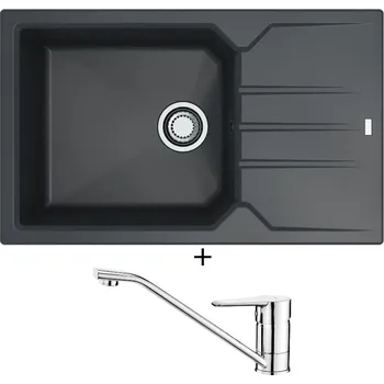 Granitový dřez Granitový dřez SET Alveus RECORD 40 black 91 + Deante CORIO BFC 060M chrom