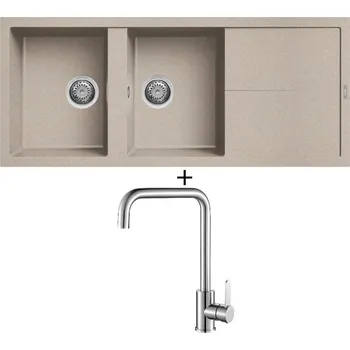 Granitový dřez Granitový dřez SET Elleci UNICO 500 G51 avena + Laveo BONA BAB 265D nerez