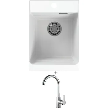 Granitový dřez Granitový dřez SET Alveus ATROX 10 white 11 + Alveus TONIA chrom