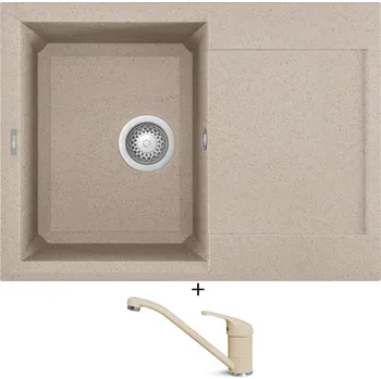 Granitový dřez Granitový dřez SET Elleci EASY 135 G51 avena + Elleci MINERVA G51 avena