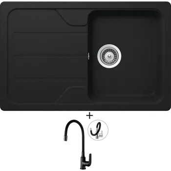 Granitový dřez SET Teka SIMPLA 45 S-TG 1B 1D černá metalická + Kuchinox ELZA BKE B61D černá matná