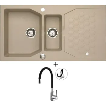 Kuchyňský dřez Granitový dřez SET Alveus SENSUAL 70 pebble 02 + Alveus MINTAS chrom/černá