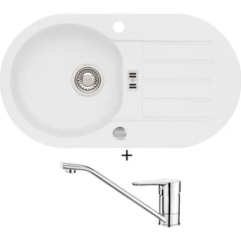 Granitový dřez Granitový dřez SET Alveus NIAGARA 40 white 11 + Deante CORIO BFC 060M chrom