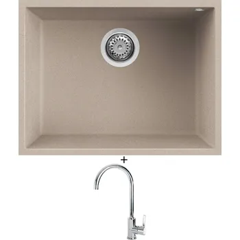 Granitový dřez Dřez pod desku SET Elleci QUADRA 110 UM G51 avena + Elleci C01 CADDY chrom