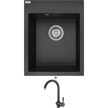 Nerezový dřez Granitový dřez SET Laveo MONCHICHI SBO 710Y černá + Laveo LETE BQX 768D černá