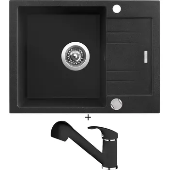 Granitový dřez Granitový dřez SET Sinks RAPID 580 XC granblack + Deante PEPE BDP 271M černá