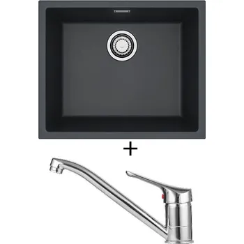 Granitový dřez Dřez pod desku SET Alveus OMNI 30 black 91 + Alveus RIVIERA X chrom