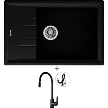 Granitový dřez SET Teka STONE 60 S-TG 1B 1D nero + Kuchinox ELZA BKE B61D černá matná