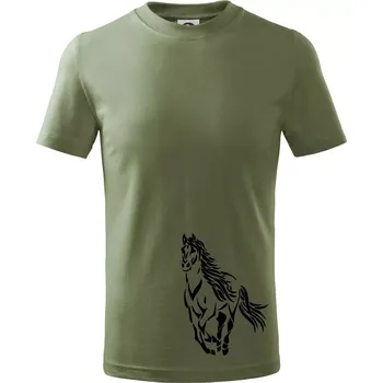 Kůň běžící - Tričko dětské bavlněné - 134 cm/8 let ( Khaki )