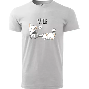 Kočky bez energie pátek - Triko extra velké (5-8XL) - 6XL ( Světlešedý Melír )