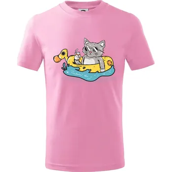 Chlapecké tričko Kočka v kruhu - Tričko dětské bavlněné - 122 cm/6 let ( Růžová )