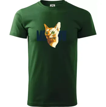 Pánské tričko Kočka meow - Triko extra velké (5-8XL) - 6XL ( Lahvově zelená )