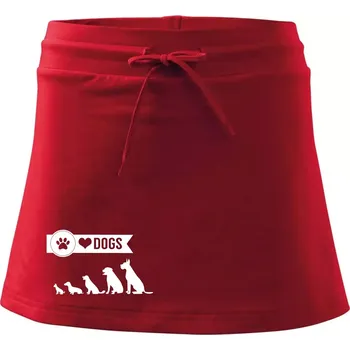 Dámská sukně I love dogs - tlapka - Sportovní sukně - two in one - XS ( Červená )