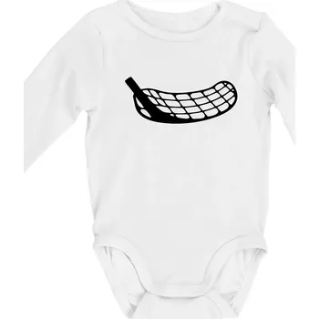 Kojenecký body Florbalová čepel - Body kojenecké s dlouhým rukávem - Dlouhý r. do 3 měs ( Bílá )