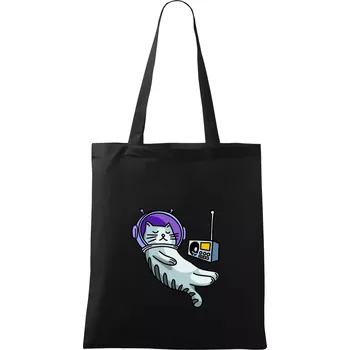 Nákupní taška Kočka na měsíci - Taška bavlněná - 42 x 38 cm ( Černá )