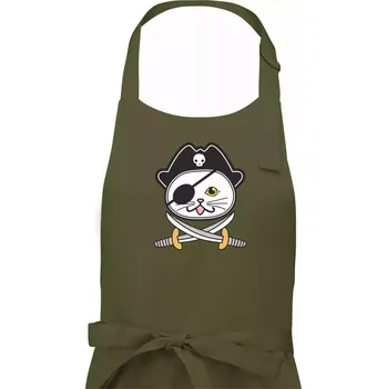 Kuchyňská zástěra Kočičí pirát - Pánská zástěra na vaření - Univerzální velikost ( Khaki )