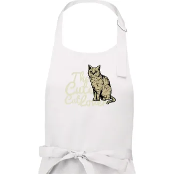 Kuchyňská zástěra The cute cat lover - Dámská zástěra na vaření - Univerzální velikost ( Bílá )